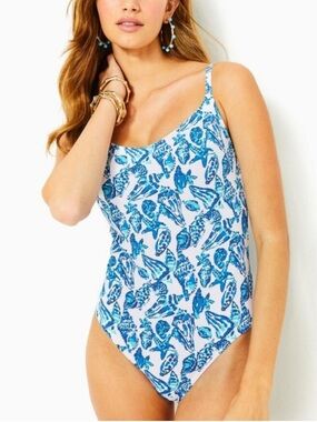Lilly Pulitzer Lima Shell One Piece Swimsuit Size 10 Summer Vacation Pool Resort